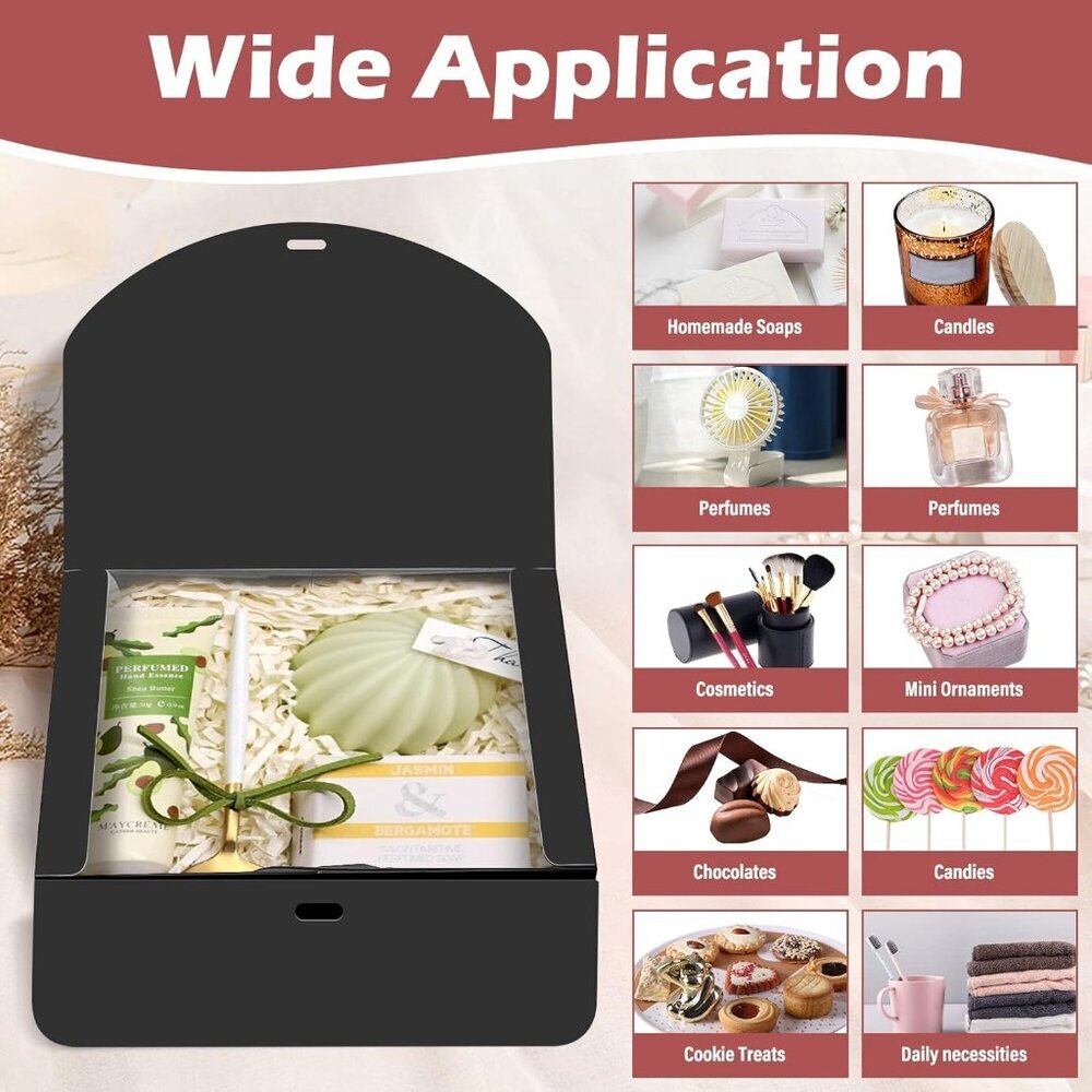 10 PCS Boxes with Lids, 10.6x7.8x3.1 Inch Kraft Paper, Black Gift Boxes with Rib - Picture 4 of 8
